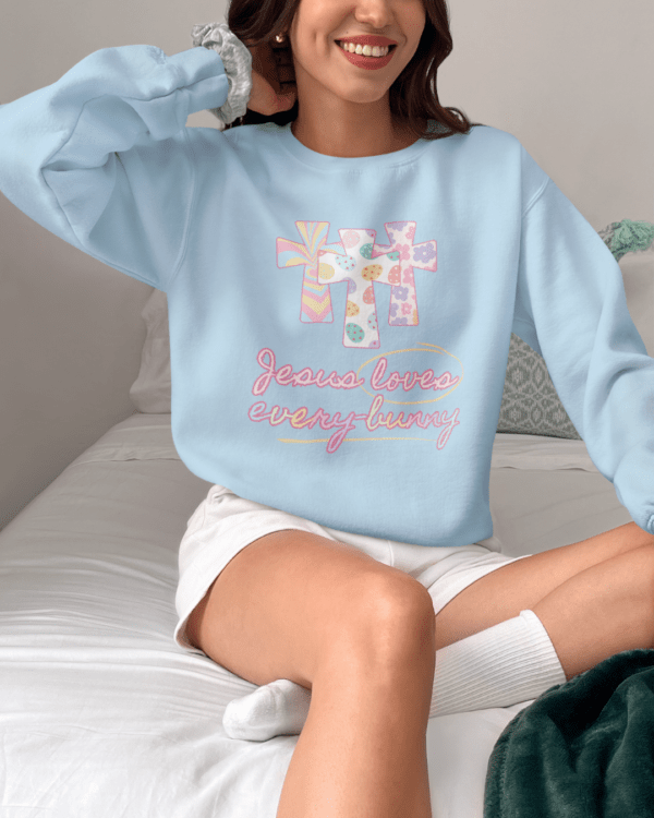 Jesus Loves Every-Bunny Crewneck Sweatshirt - Image 6